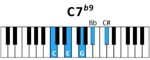 draw 3 - C7 b9 Chord